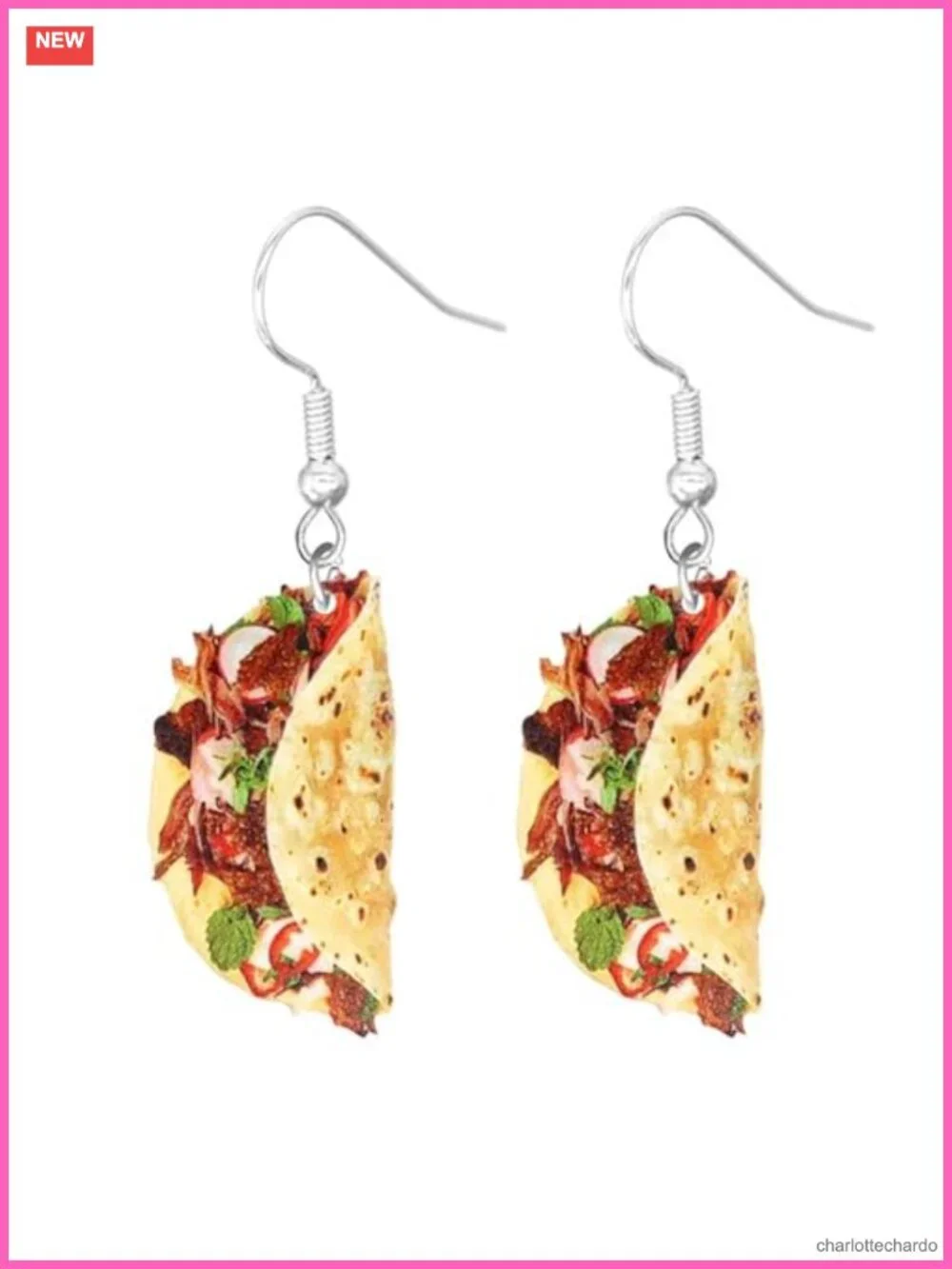 Acrylic Food Theme Dangle Earrings Fries Hamburger Taco Cookies